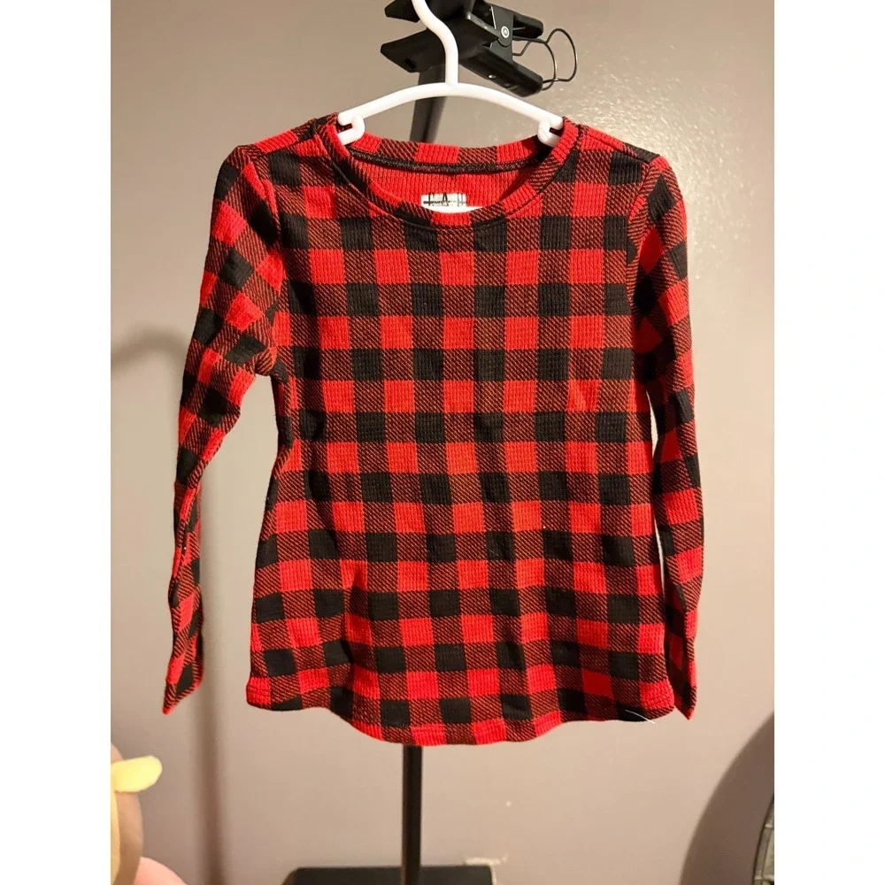 GAP Kids Girls Long Sleeve Ribbed Red/Black Checkered Shirt Sz 2T